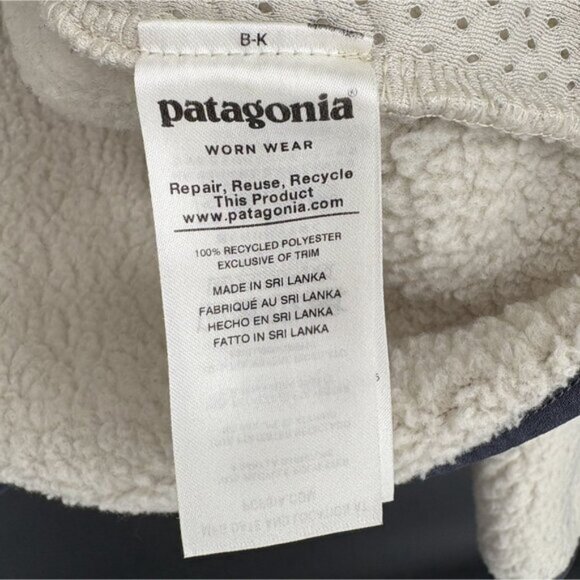 Patagonia Women's Retro Pile Fleece Marsupial Pullover L Cream Navy Outdoor - Picture 5 of 9